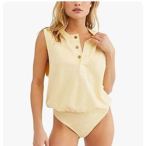 NWT Free People Peek Aye Bodysuit, Sunlight Yellow Size S